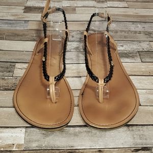 Black Leather Roxy Sandles